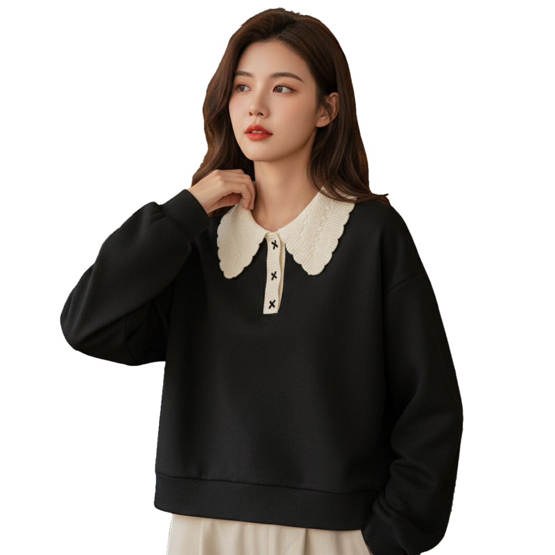 Elegant Zip Polo Sweatshirt | ポロ襟スウェット