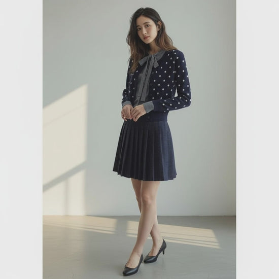 French Retro Polka Dot Bow Knit - フレンチレトロな雰囲気が漂う全身スタイリング
正面アップ