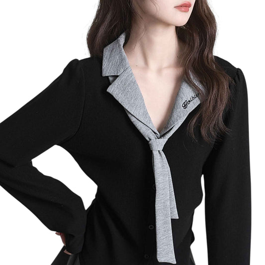 Elegant Layered-Look Knit | 重ね着風ニットカーディガン