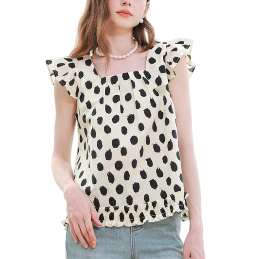 Trendy Square Collar Baby Shirt 2025 - Cotton Flying Sleeve Top 純綿フライングスリーブシャツ