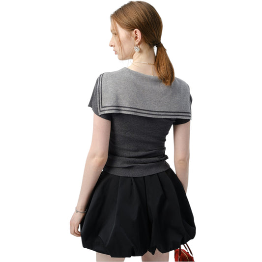 Chic Sailor Collar Knit Top 