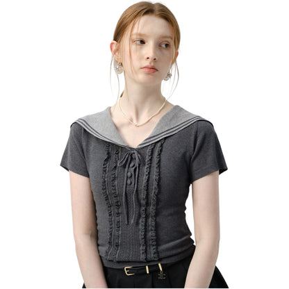 Chic Sailor Collar Knit Top 