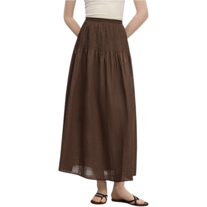 2025 Coffee Brown A-Line Skirt - Elegant Office Wear コーヒーカラー Aライン スカート