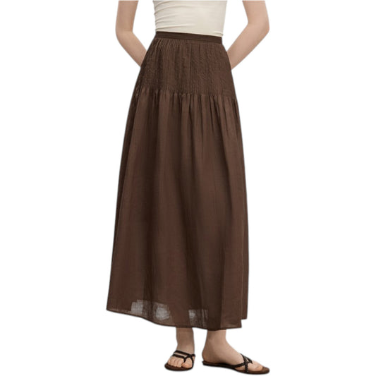 2025 Coffee Brown A-Line Skirt - Elegant Office Wear コーヒーカラー Aライン スカート