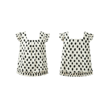 Trendy Square Collar Baby Shirt 2025 - Cotton Flying Sleeve Top 純綿フライングスリーブシャツ