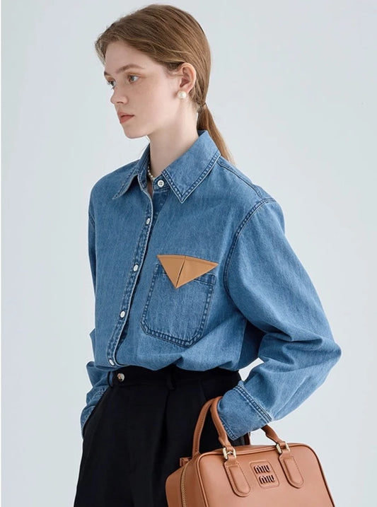 LONG-SLEEVED DENIM SHIRT