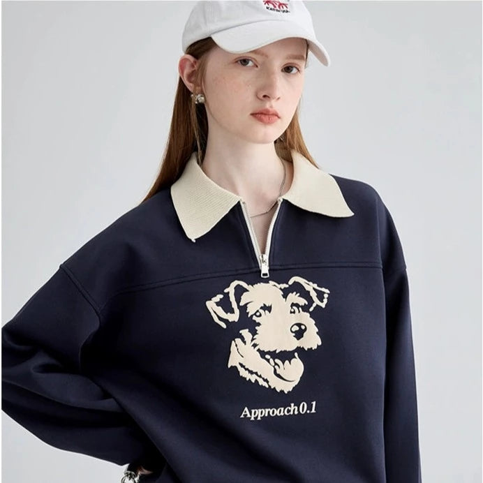 POLO COLLAR PRINTED SWEATER