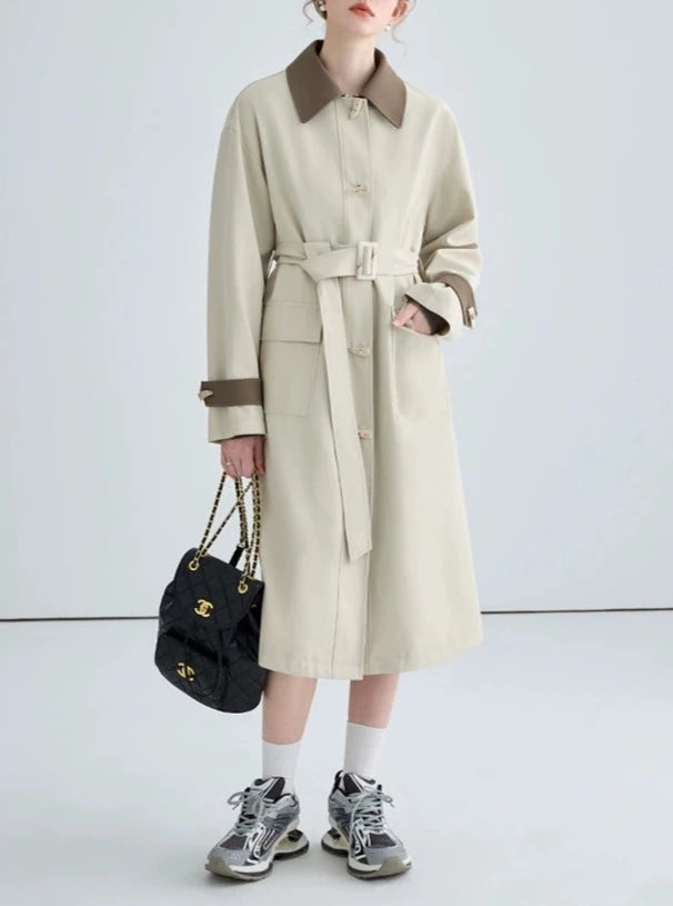 LEATHER COLLAR TRENCH COAT レザー襟付き ダッフル トレンチコート