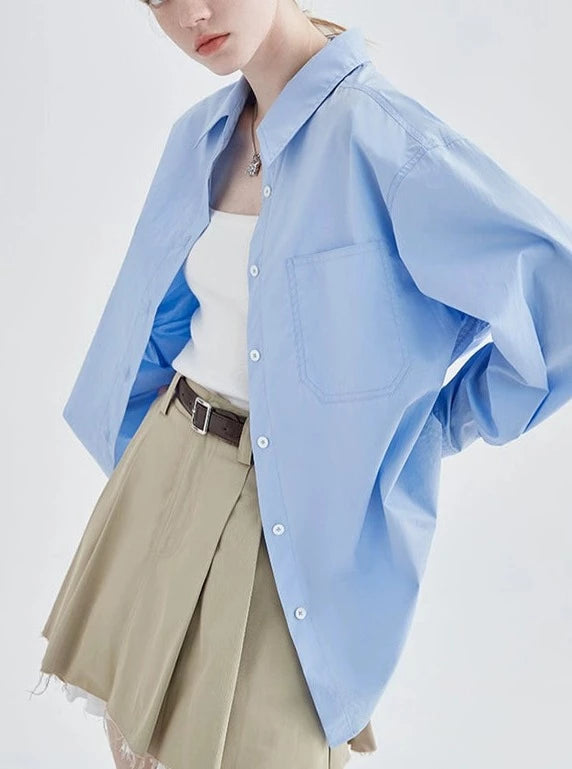 BLUE LOOSE LONG-SLEEVE SHIRT ブルー ルーズフィット ロング 長袖 シャツ