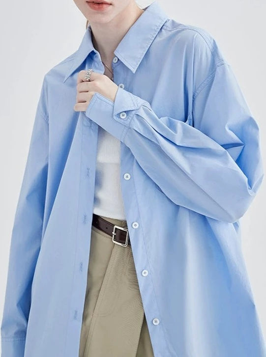 BLUE LOOSE LONG-SLEEVE SHIRT ブルー ルーズフィット ロング 長袖 シャツ