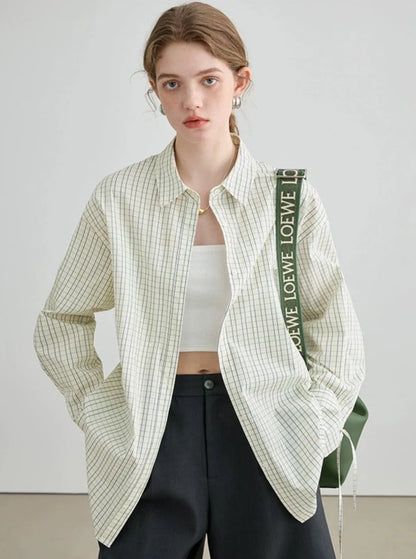 LONG-SLEEVED CHECK LOOSE SHIRT