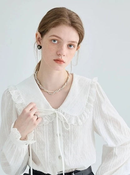 DOLL COLLAR WHITE SHIRT