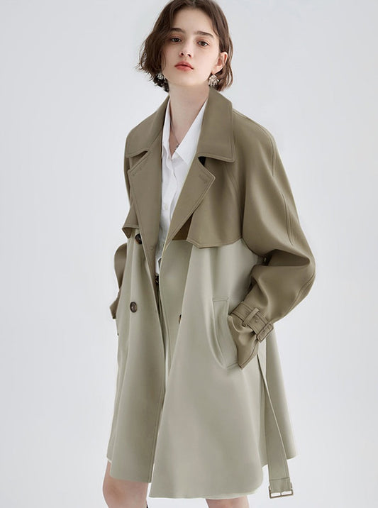 COLOR COMBINING TRENCH COAT