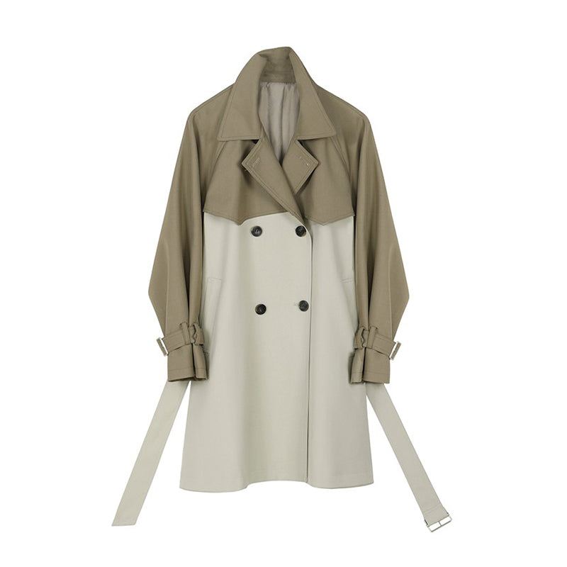 COLOR COMBINING TRENCH COAT