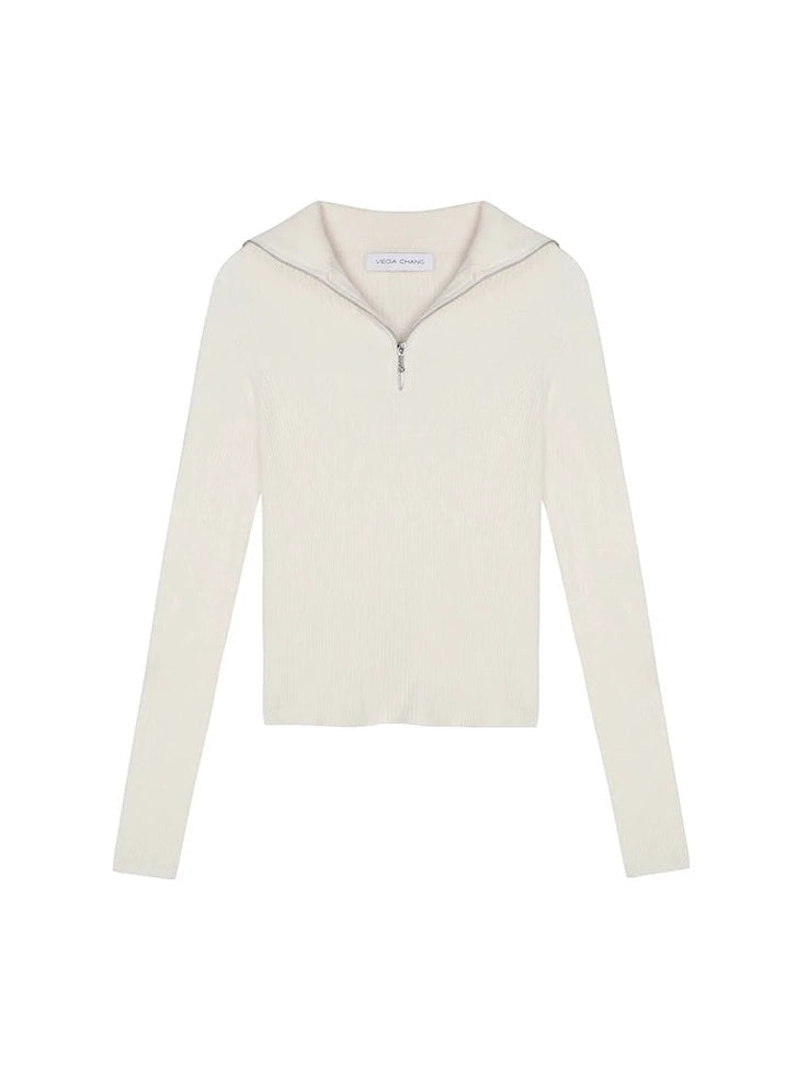 FRONT ZIP LONG-SLEEVED SWEATER