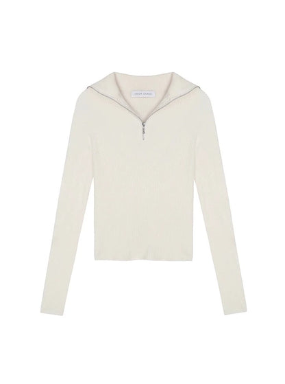 FRONT ZIP LONG-SLEEVED SWEATER