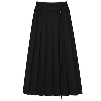 BLACK HIGH-WAISTED PLEATED SKIRT