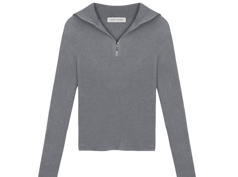 FRONT ZIP LONG-SLEEVED SWEATER