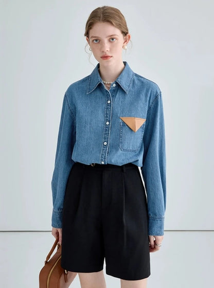 LONG-SLEEVED DENIM SHIRT