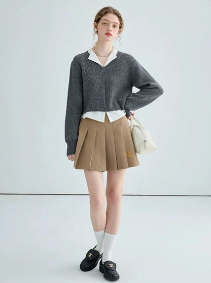 FAKE TWO-PIECE KNIT SWEATER