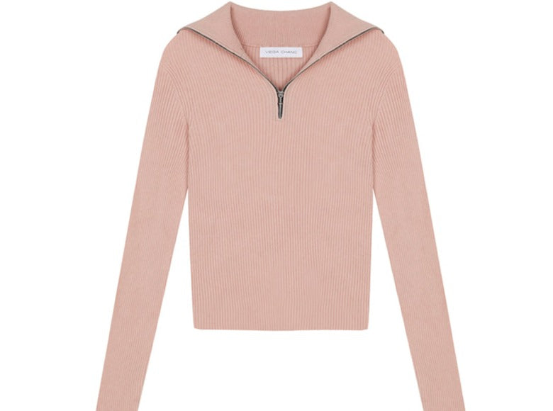 FRONT ZIP LONG-SLEEVED SWEATER