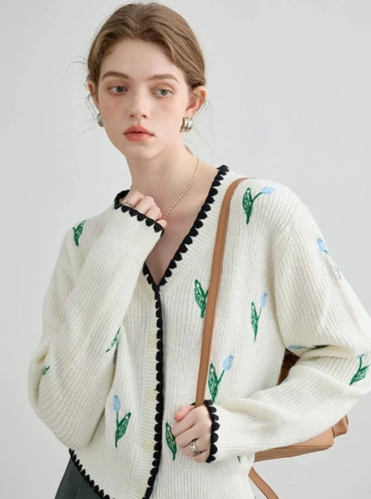 JACQUARD CARDIGAN TOPS