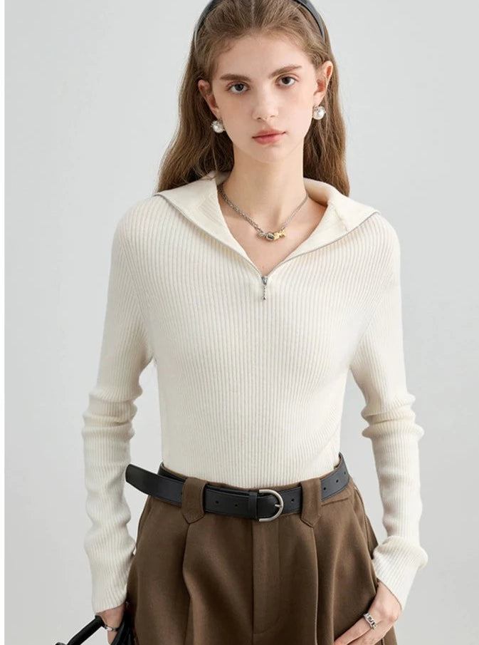 FRONT ZIP LONG-SLEEVED SWEATER