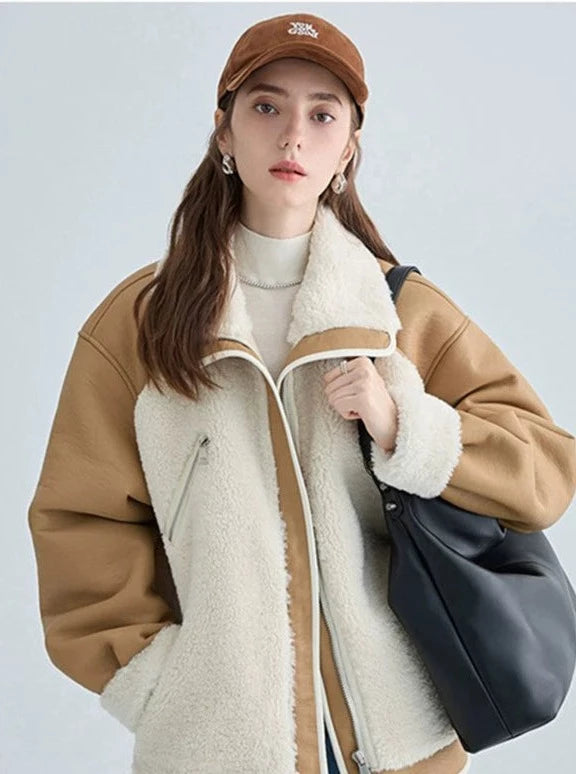 LAMB WOOL IMITATION FUR COAT