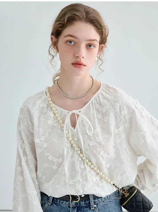 WHITE SMALL FLOWER BLOUSE