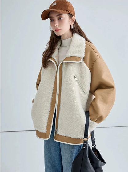 LAMB WOOL IMITATION FUR COAT