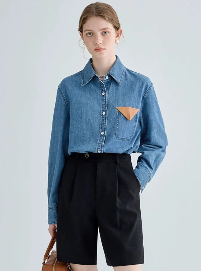 LONG-SLEEVED DENIM SHIRT