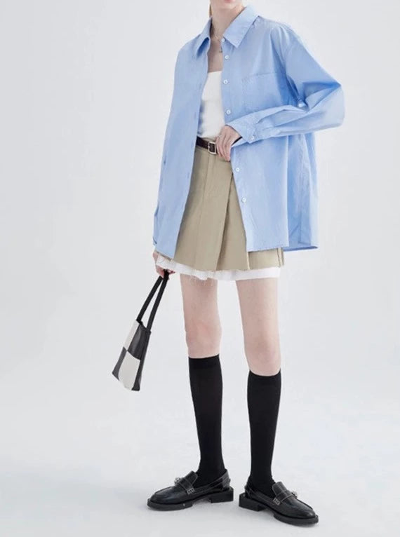 BLUE LOOSE LONG-SLEEVE SHIRT ブルー ルーズフィット ロング 長袖 シャツ