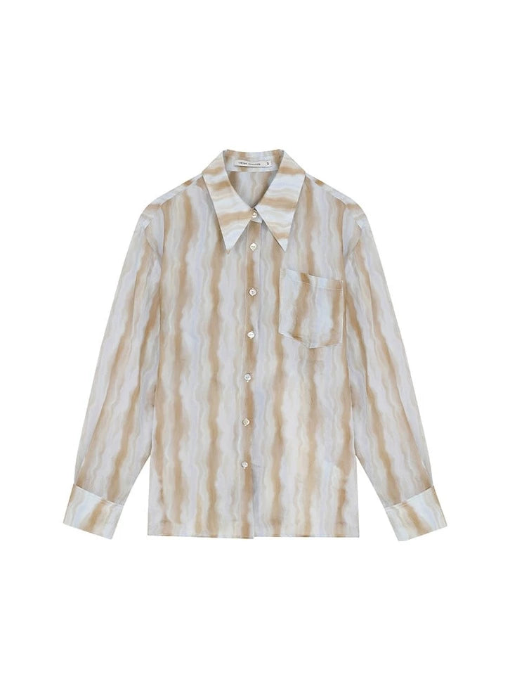 TIE-DYE STRIPE LONG-SLEEVE SHIRT