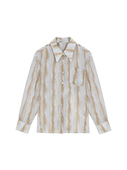 TIE-DYE STRIPE LONG-SLEEVE SHIRT