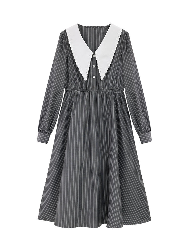 DOLL COLLAR STRIPED DRESS