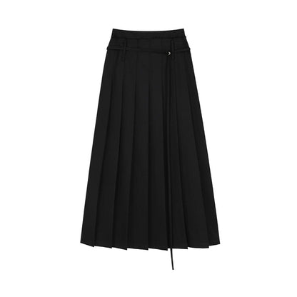 BLACK HIGH-WAISTED PLEATED SKIRT