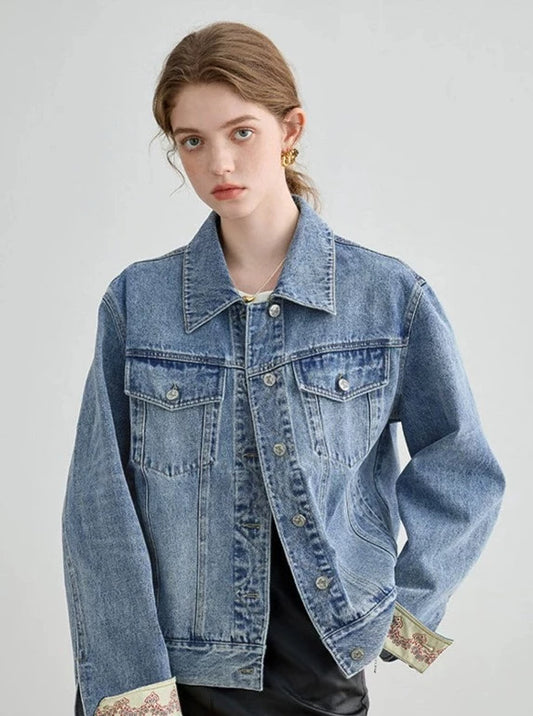 DESIGN SLEEVE DENIM JACKET