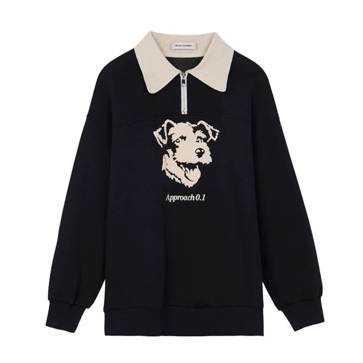 POLO COLLAR PRINTED SWEATER