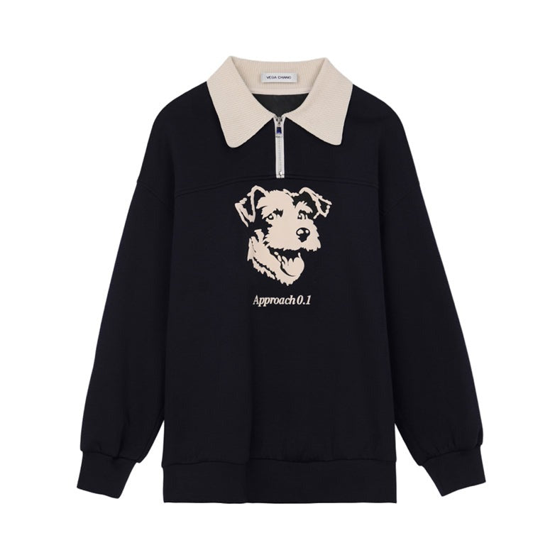 POLO COLLAR PRINTED SWEATER