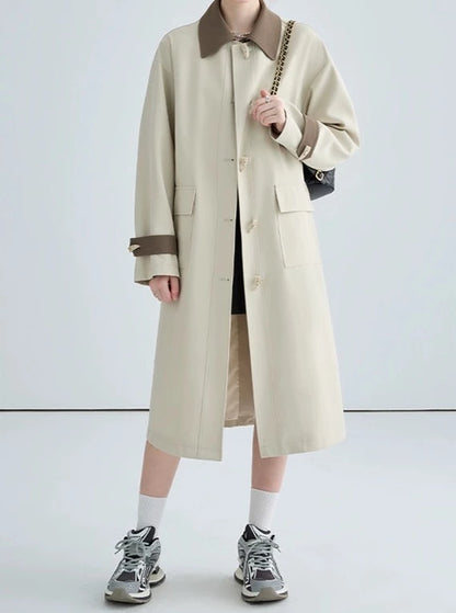 LEATHER COLLAR TRENCH COAT レザー襟付き ダッフル トレンチコート