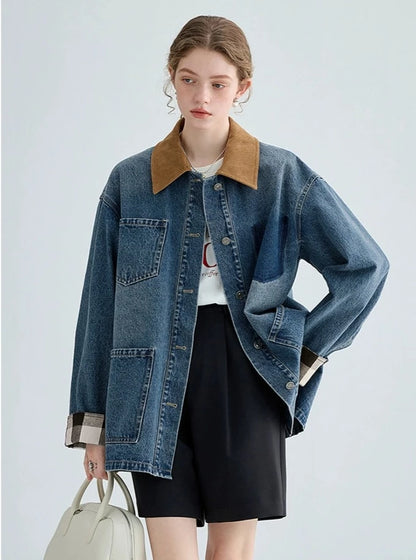 CORDUROY COLLAR DENIM JACKET