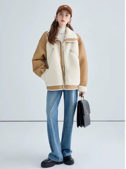 LAMB WOOL IMITATION FUR COAT